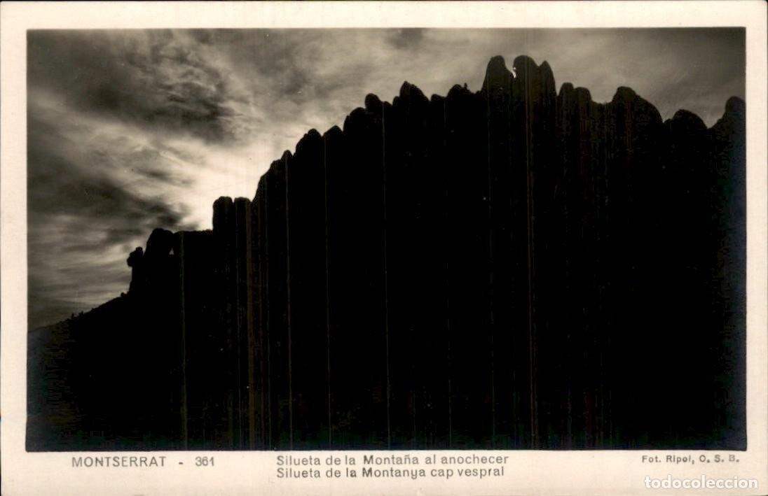 Postales: Postal MONTSERRAT, silueta de la monta&ntilde;a al anochecer