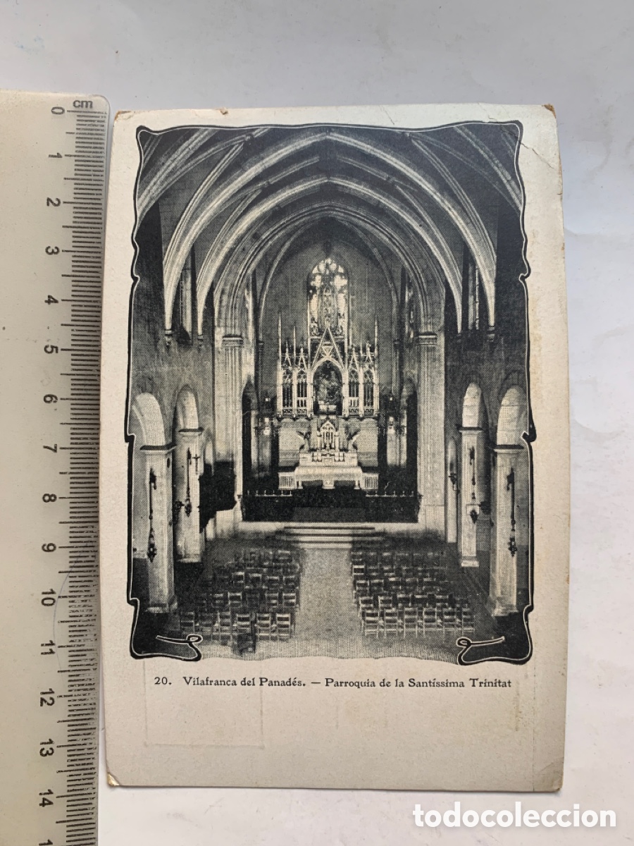 Postales: POSTAL. VILAFRANCA DEL PANADES. PARROQUIA DE LA SANTISSIMA TRINITAT. TIP. LA ACAD&Eacute;MICA.
