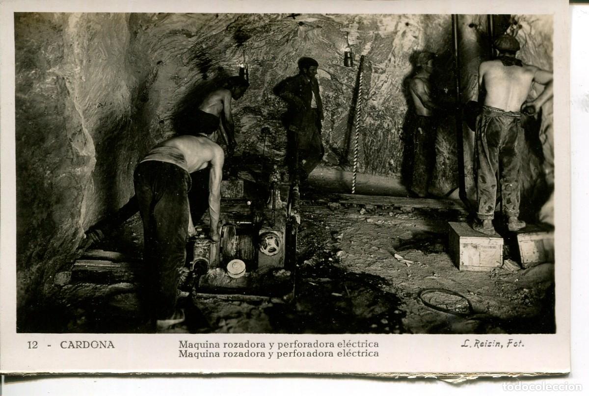 Postales: CARDONA-MINEROS CON M&Aacute;QUINA ROZADORA Y PERFORADORA EL&Eacute;CTRICA -ROISIN