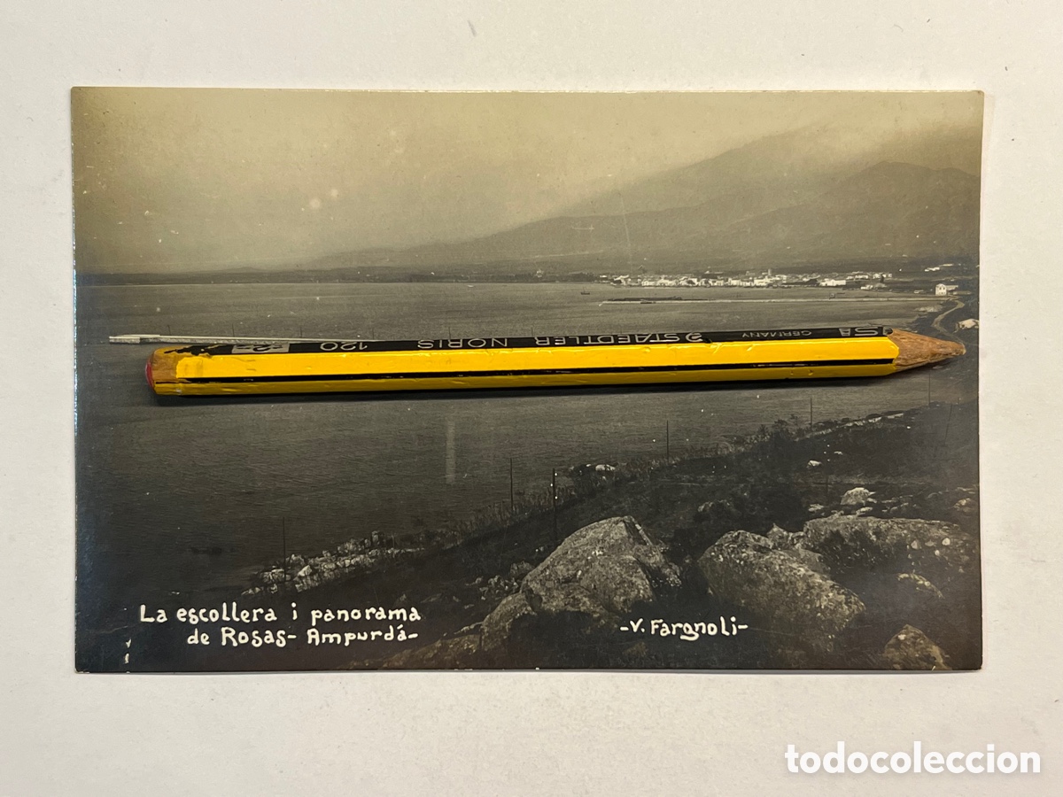Postales: ROSAS - AMPURDA (Gerona) Postal La Escollera i panorama de Rosas. V. FARGNOLI (h.1930?) S/C