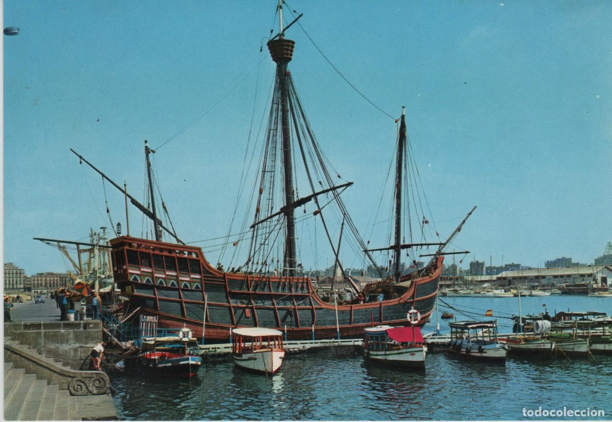 Postales: POSTAL-PUERTO Y CARABELA SANTA MARIA-BARCELONA