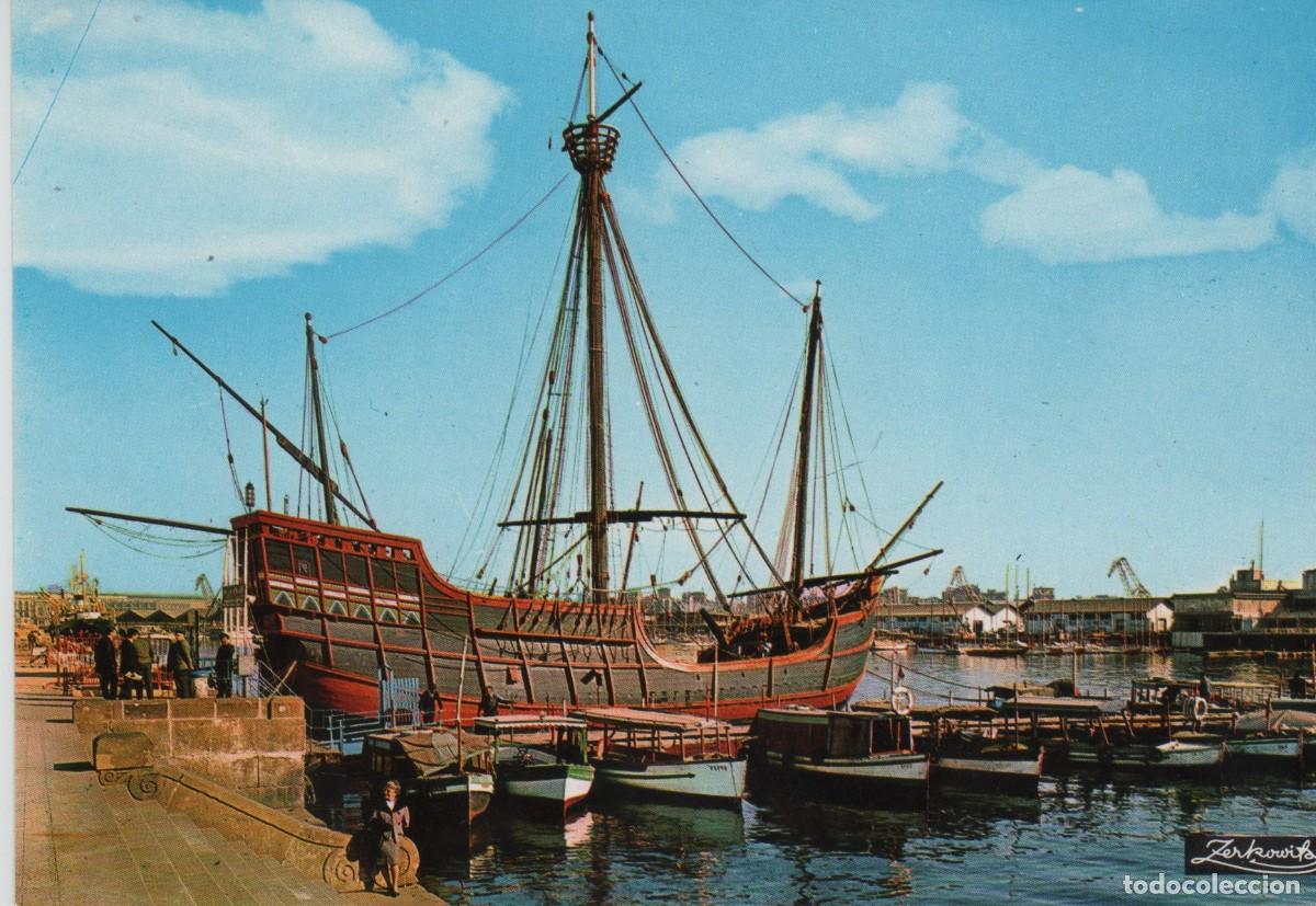 Postales: POSTAL-PUERTO Y CARABELA SANTA MARIA-BARCELONA