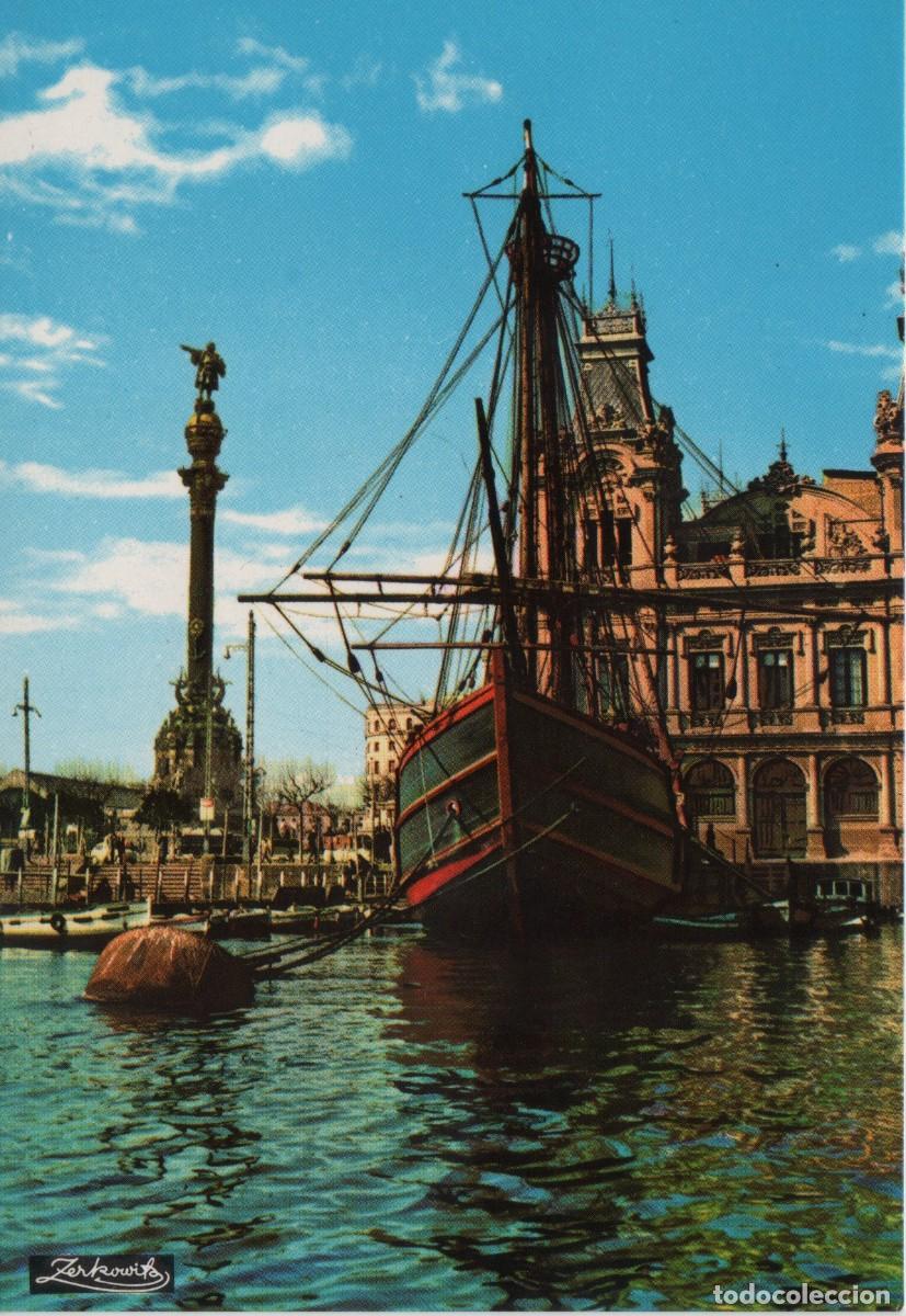 Postales: POSTAL-MONUMENTO A COLON Y CARABELA SANTA MARIA-BARCELONA