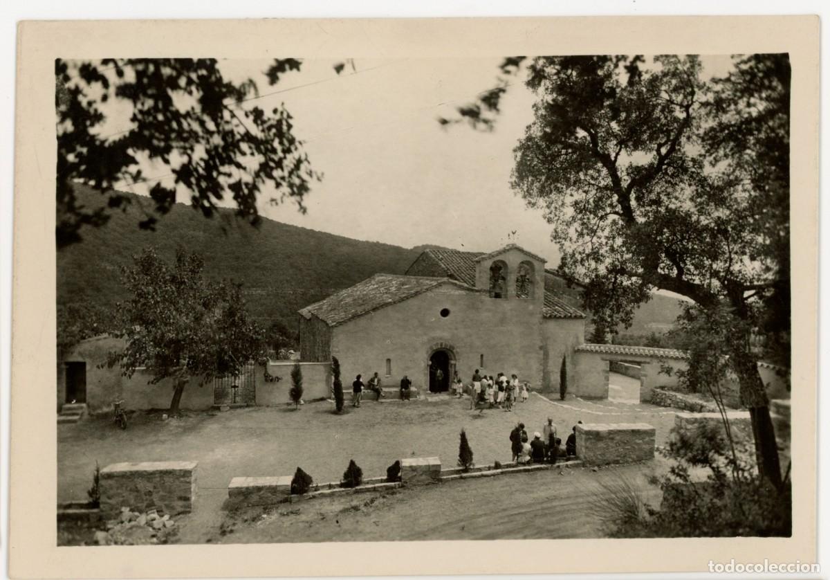 Postkarten: a08736 riells del montseny fatxada de l'esglesia hostal recer circulada fotografica animada