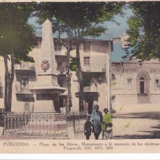 Postales: GIRONA, PUIGCERDA, PLAZA DE LOS HEROES. NO CONSTA EDITOR. BYN COLOREADA. ESCRITA EN 1930. Lote 401358419