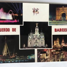 Postales: POSTAL. RECUERDO DE BARCELONA. MONTJUÏC, TIBIDABO, CATEDRAL. 1968