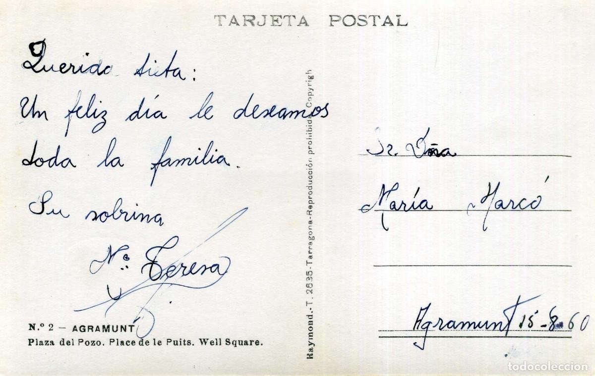 Postales: AGRAMUNT - PLAZA DEL POZO - Foto 2