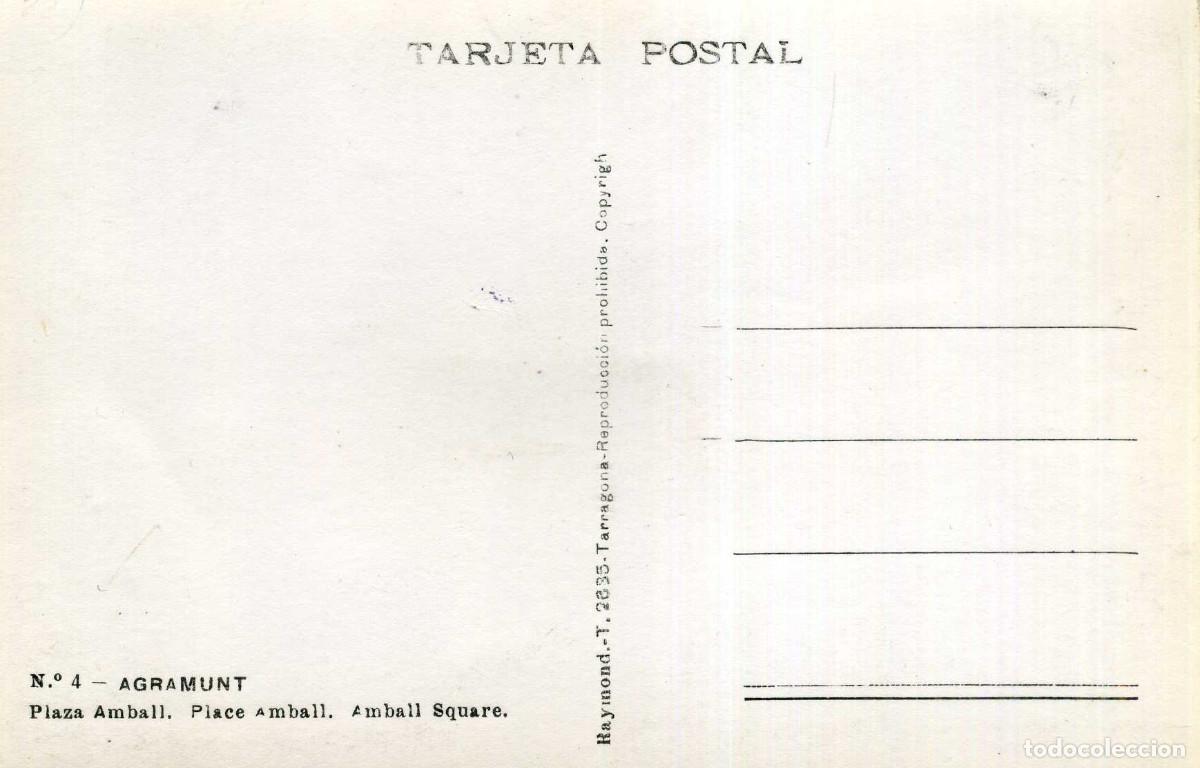 Postales: AGRAMUNT - PLA&Ccedil;A AMBALL - Foto 2