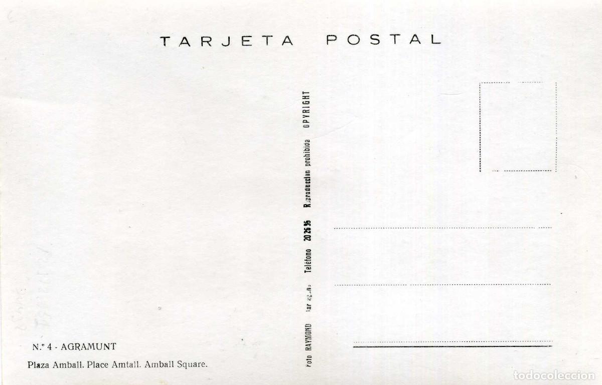 Postales: AGRAMUNT - PLA&Ccedil;A AMBALL - Foto 2