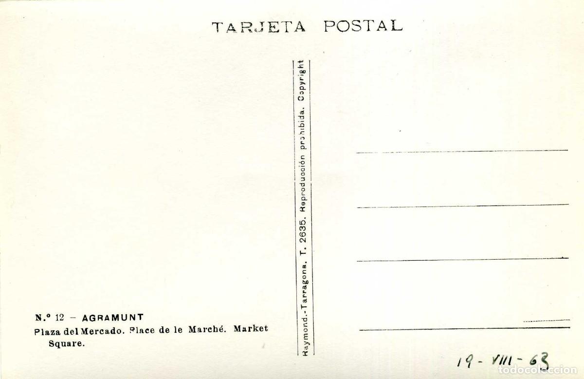 Postales: AGRAMUNT - PLAZA DEL MERCADO - Foto 2