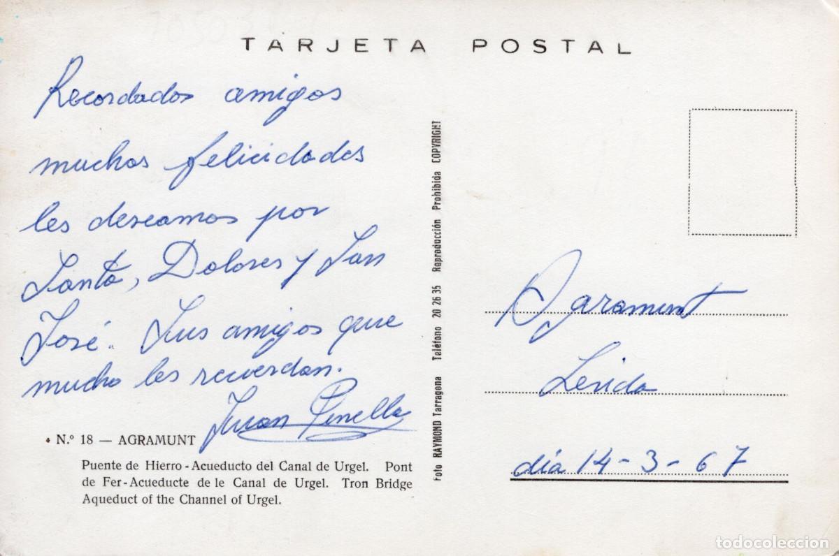 Postales: AGRAMUNT - PUENTE DE HIERRO - Foto 2