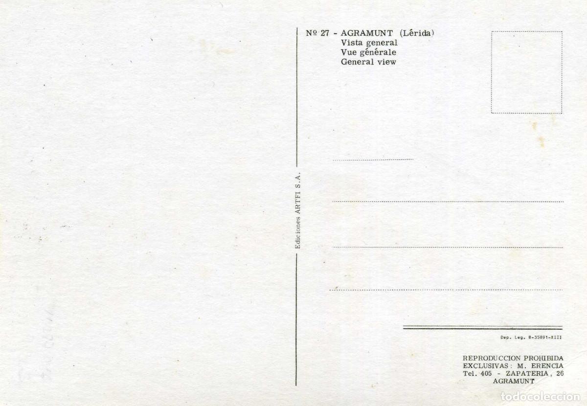 Postales: AGRAMUNT - VISTA GENERAL - Foto 2
