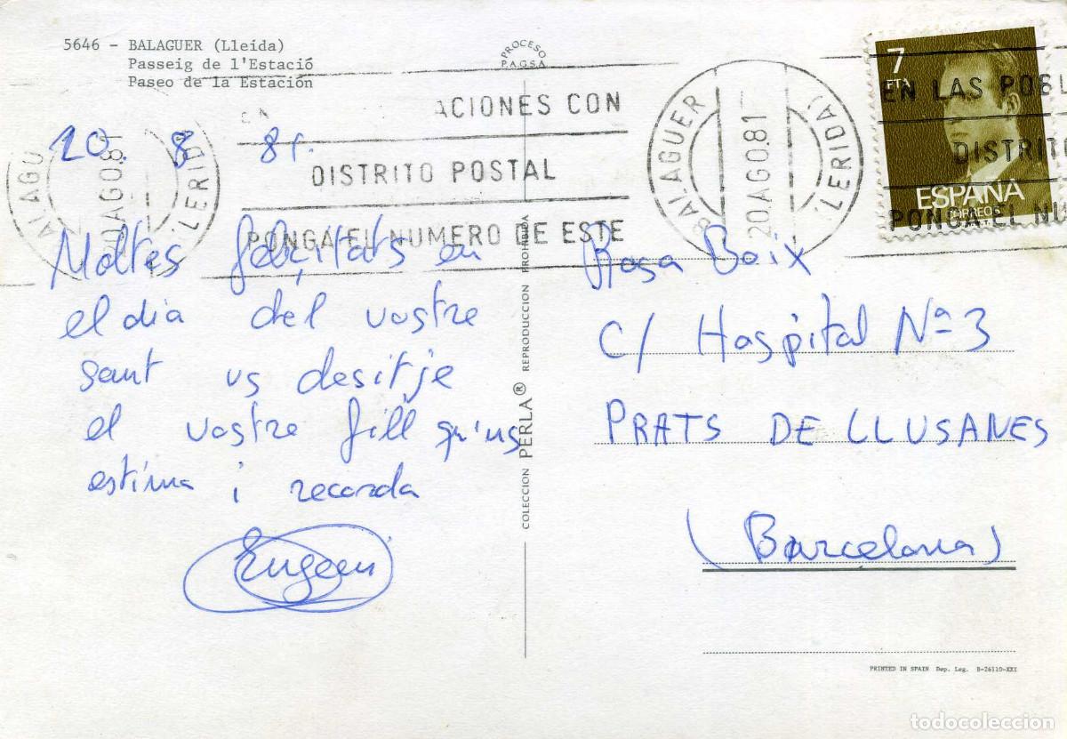 Postales: BALAGUER - PASSEIG DE L&acute;ESTACI&Oacute; - Foto 2