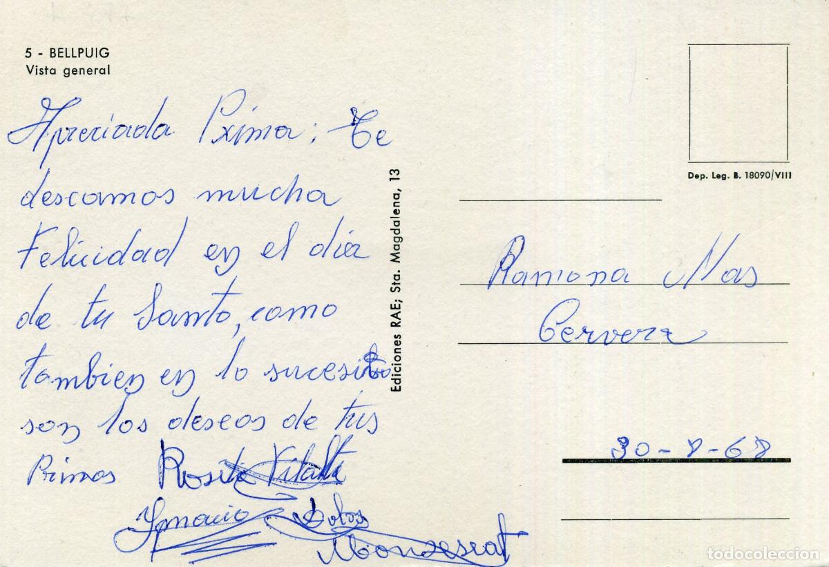 Postales: BELLPUIG - VISTA GENERAL - Foto 2
