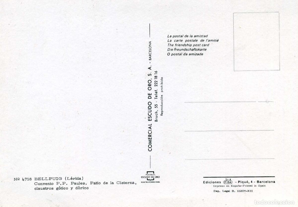 Postales: BELLPUIG - CONVENTO P.P. PAULES - Foto 2