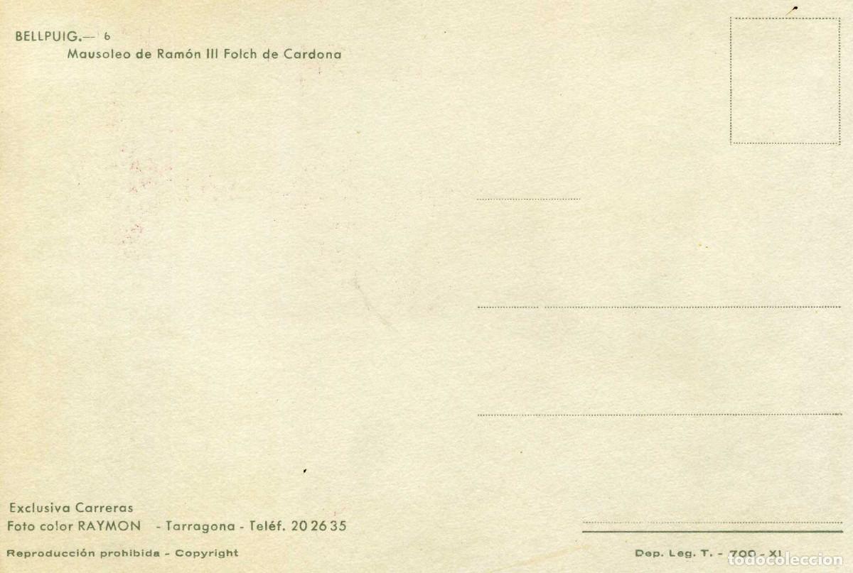 Postales: BELLPUIG - MAUSOLEO DE RAMON III - Foto 2