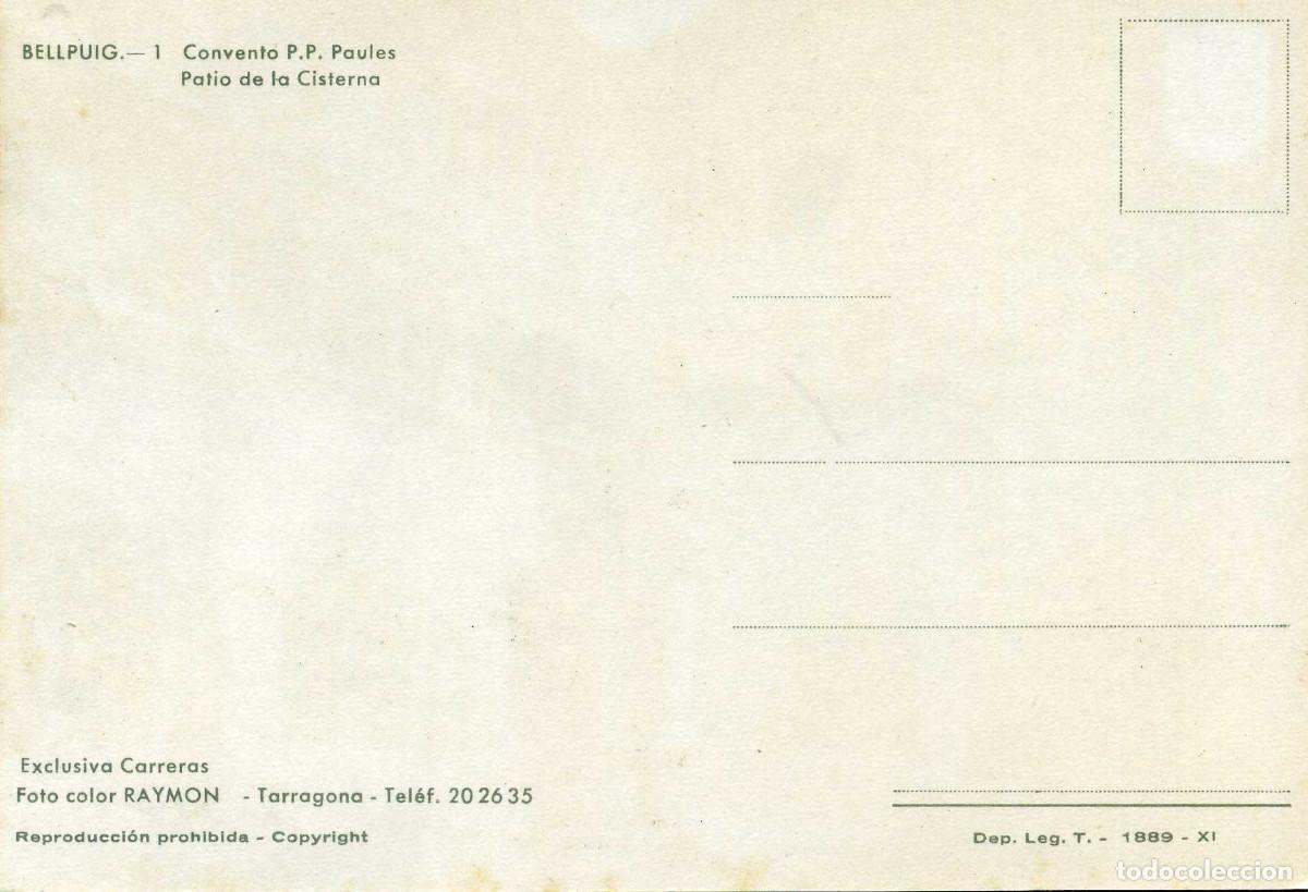 Postales: BELLPUIG - CONVENTO P. P. PAULES - Foto 2