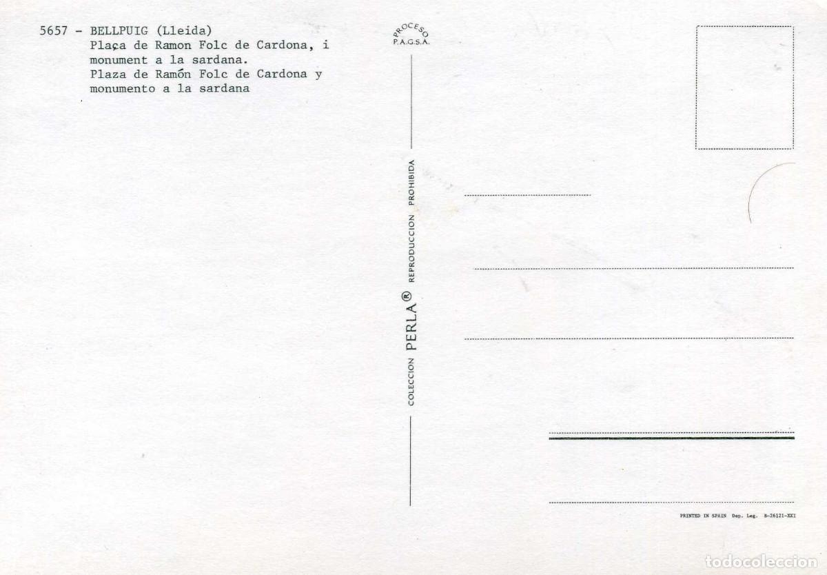 Postales: BELLPUIG - PLA&Ccedil;A RAMON FOLC DE CARDONA - Foto 2