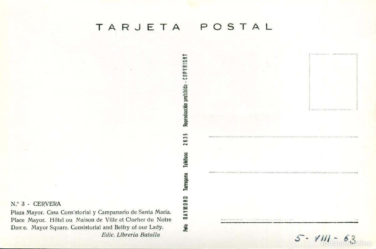 Postales: CERVERA - PLAZA MAYOR - Foto 2