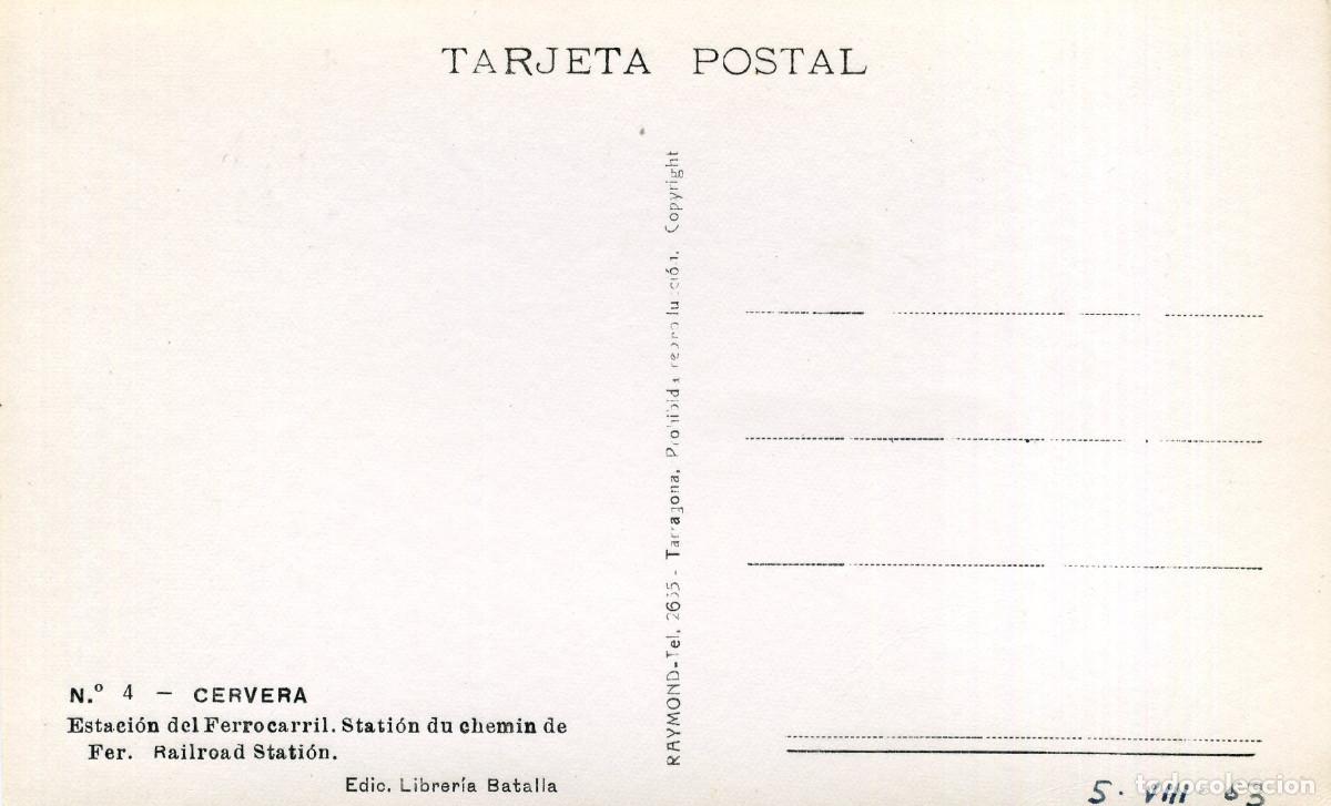 Postales: CERVERA - ESTACION DE FERROCARRIL - Foto 2