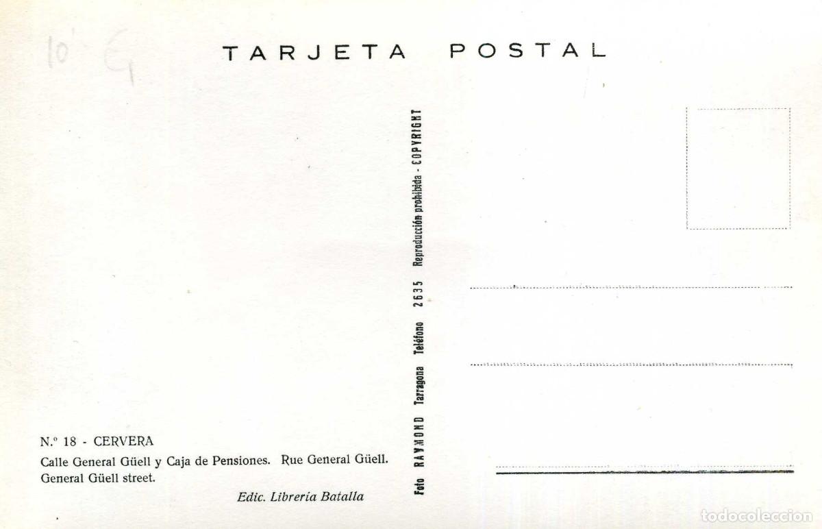 Postales: CERVERA - CALLE GENERAL G&Uuml;ELL - Foto 2