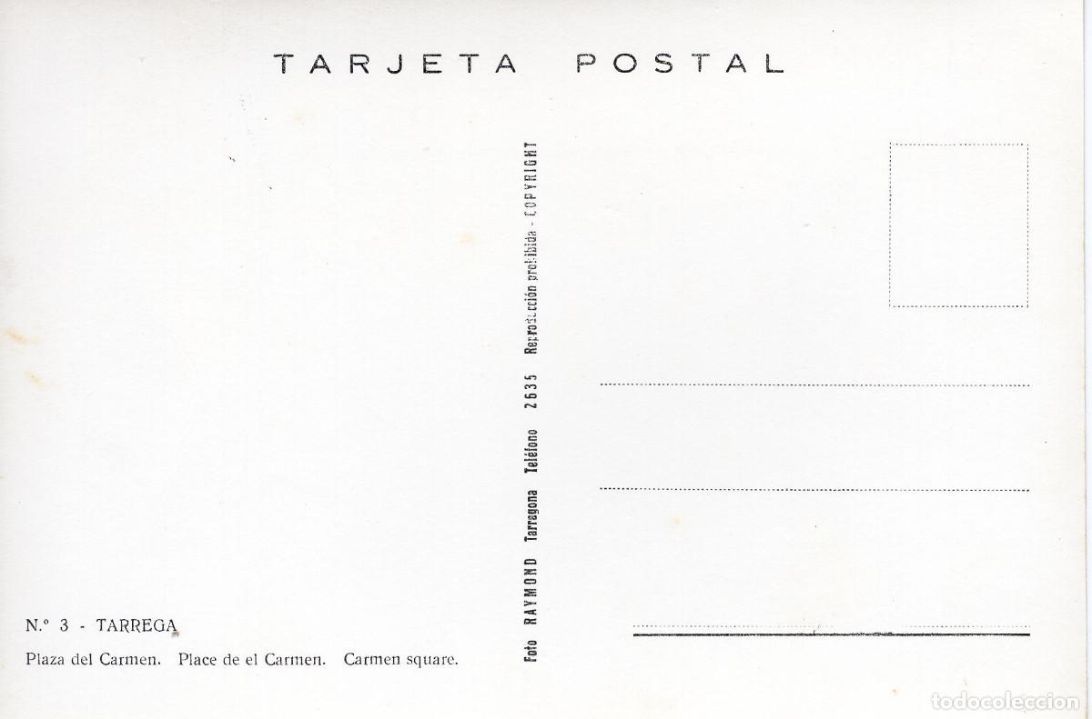 Postales: TARREGA - PLAZA DEL CARMEN - Foto 2