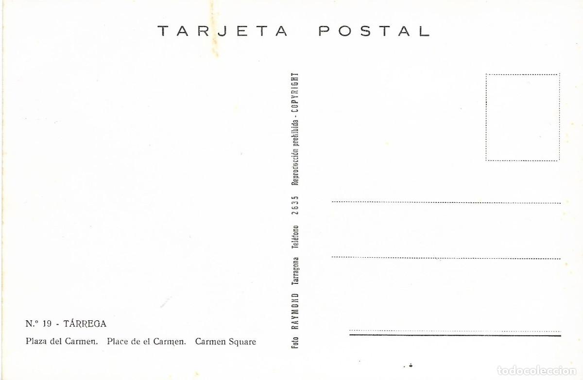 Postales: TARREGA - PLAZA DEL CARMEN - Foto 2