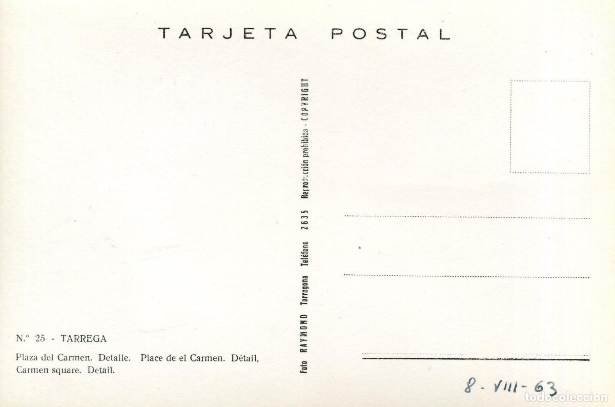 Postales: TARREGA - PLAZA DEL CARMEN - Foto 2