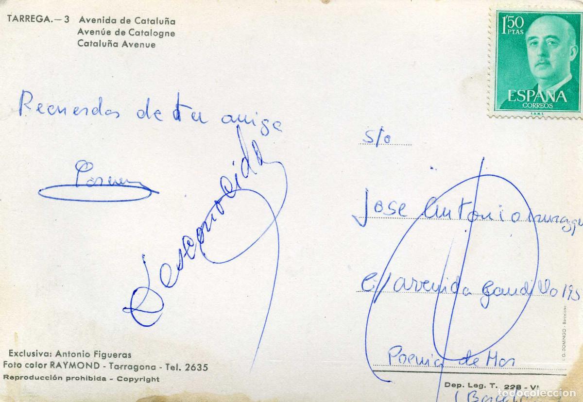 Postales: TARREGA - AVENIDA CATALU&Ntilde;A - Foto 2