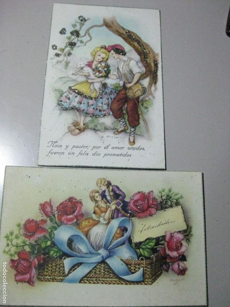 Postales: POSTALES ANTIGUAS DECORADAS CON PURPURINA - FREIXAS Y ZSOLT -ESCRITAS-