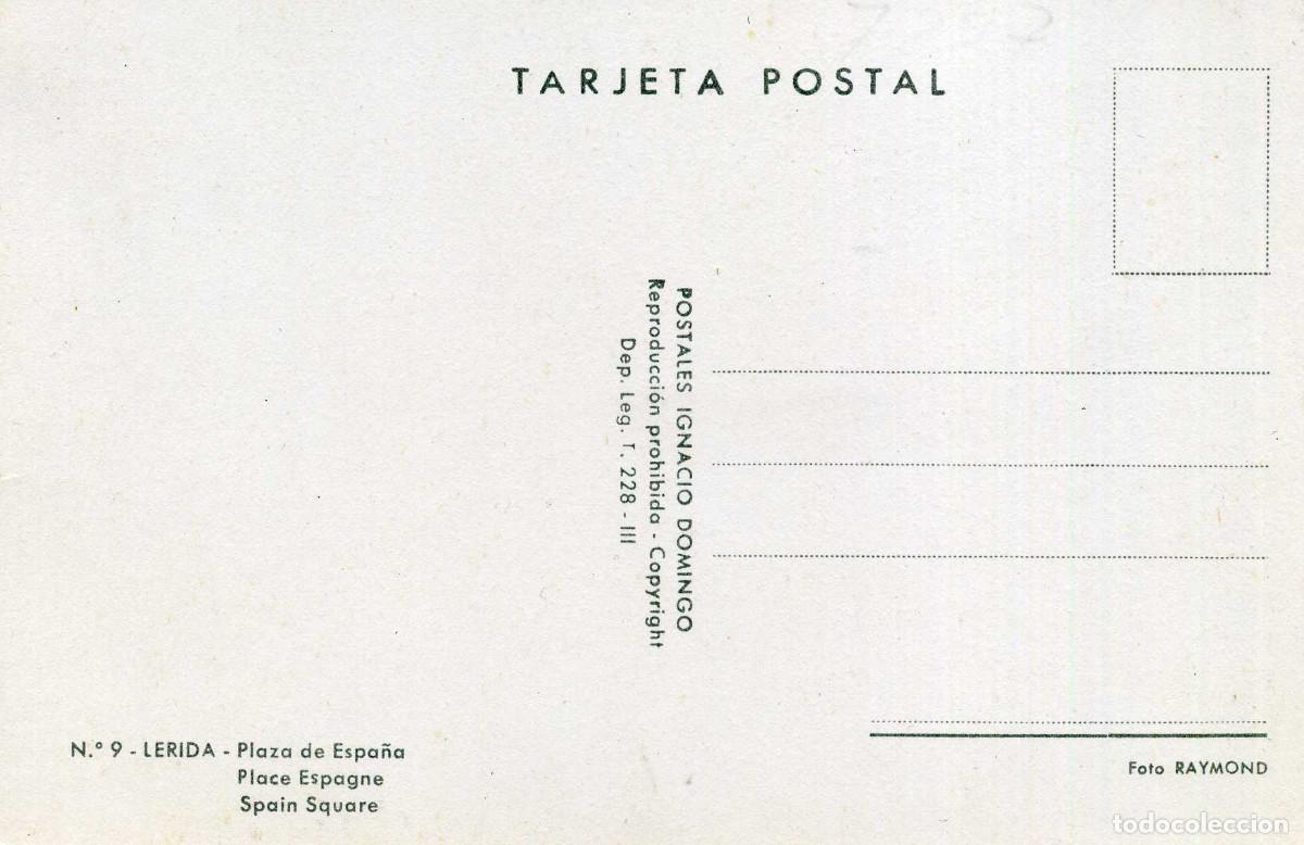 Postales: LERIDA - PLAZA DE ESPA&Ntilde;A - Foto 2