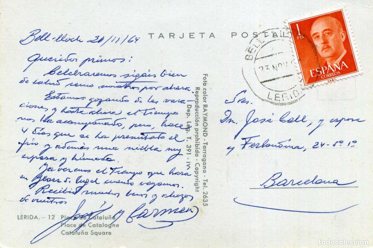 Postales: LERIDA - PLAZA DE CATALU&Ntilde;A - Foto 2