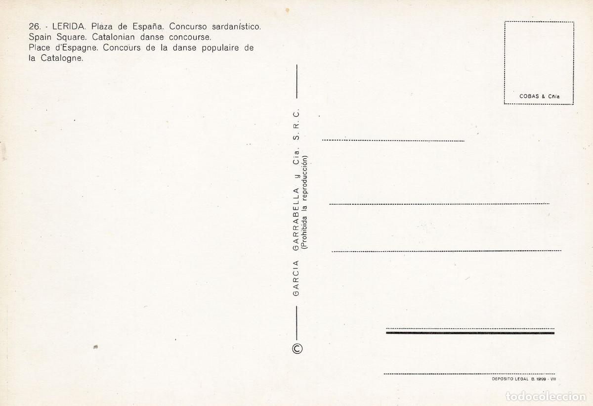 Postales: LERIDA - PLAZA DE ESPA&Ntilde;A - Foto 2