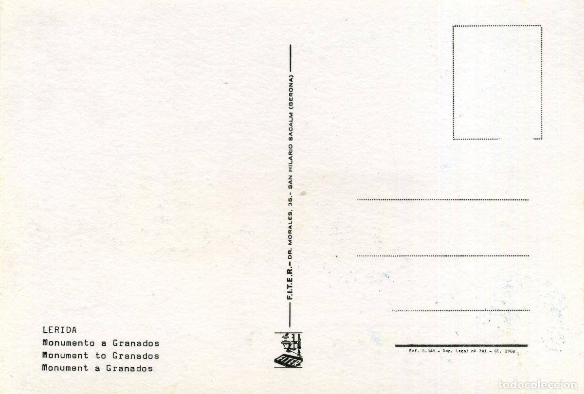 Postales: LERIDA - MONUMENTO A GRANADOS - Foto 2
