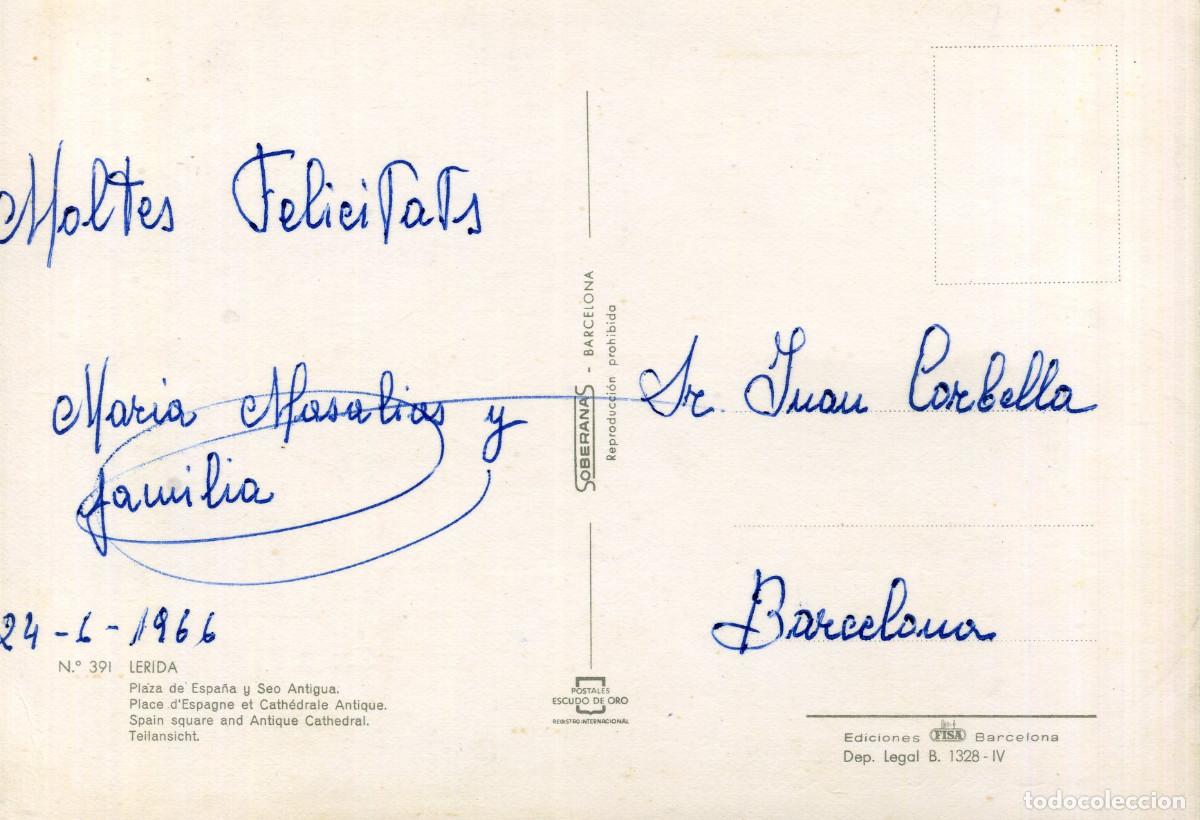 Postales: LERIDA - PLAZA DE ESPA&Ntilde;A - Foto 2