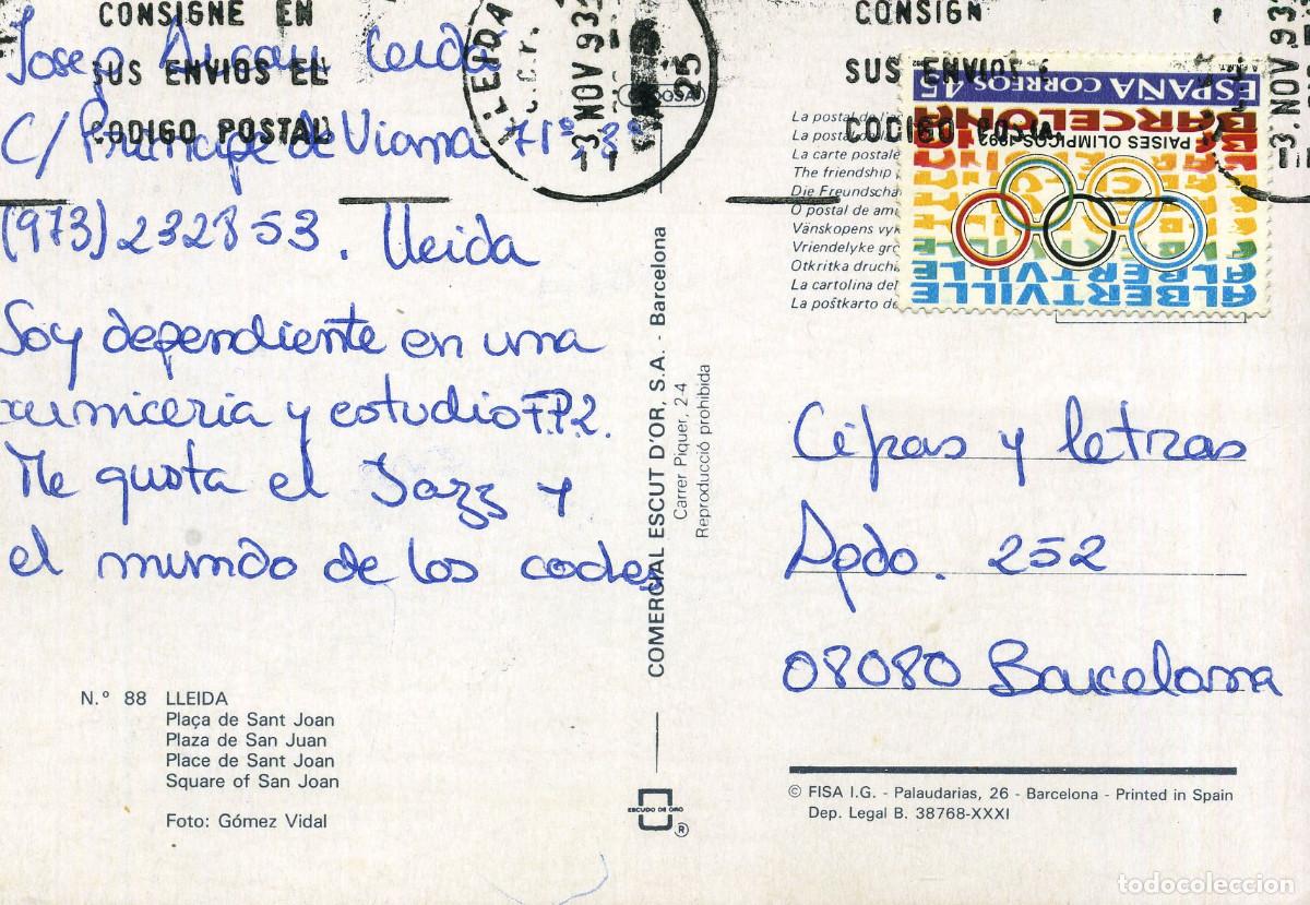 Postales: LLEIDA - PLA&Ccedil;A DE SANT JOAN - Foto 2