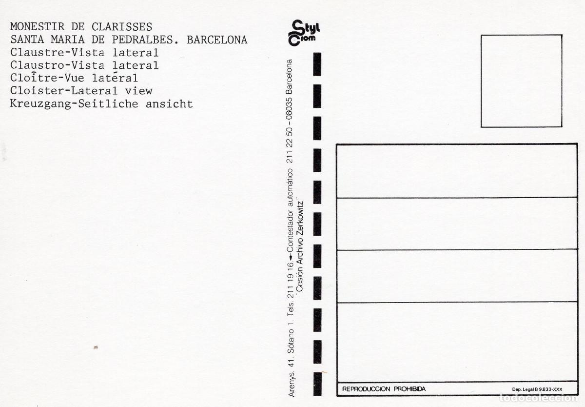Postales: BARCELONA - MONESTIR DE CLARISSES - Foto 2
