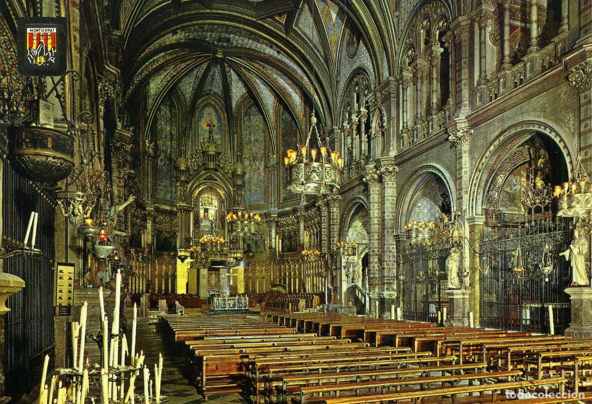 Postales: MONTSERRAT - INTERIOR DE LA BASILICA - Foto 1