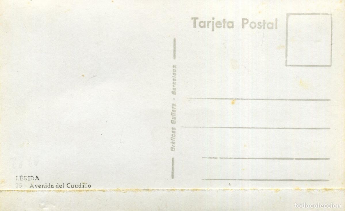 Postales: LERIDA - AVENIDA DEL CAUDILLO - Foto 2