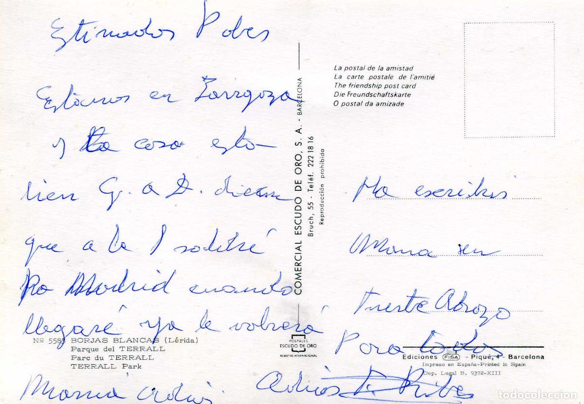 Postales: BORJAS BLANCAS - PARQUE DEL TERRALL - Foto 2