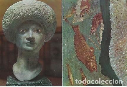 Cartoline: POSTAL A COLOR COSTA BRAVA AMPURIAS CABEZA DE UNA DAMA ROMANA DE MEDIADOS S I MOSAICO POLICROMO LLAM