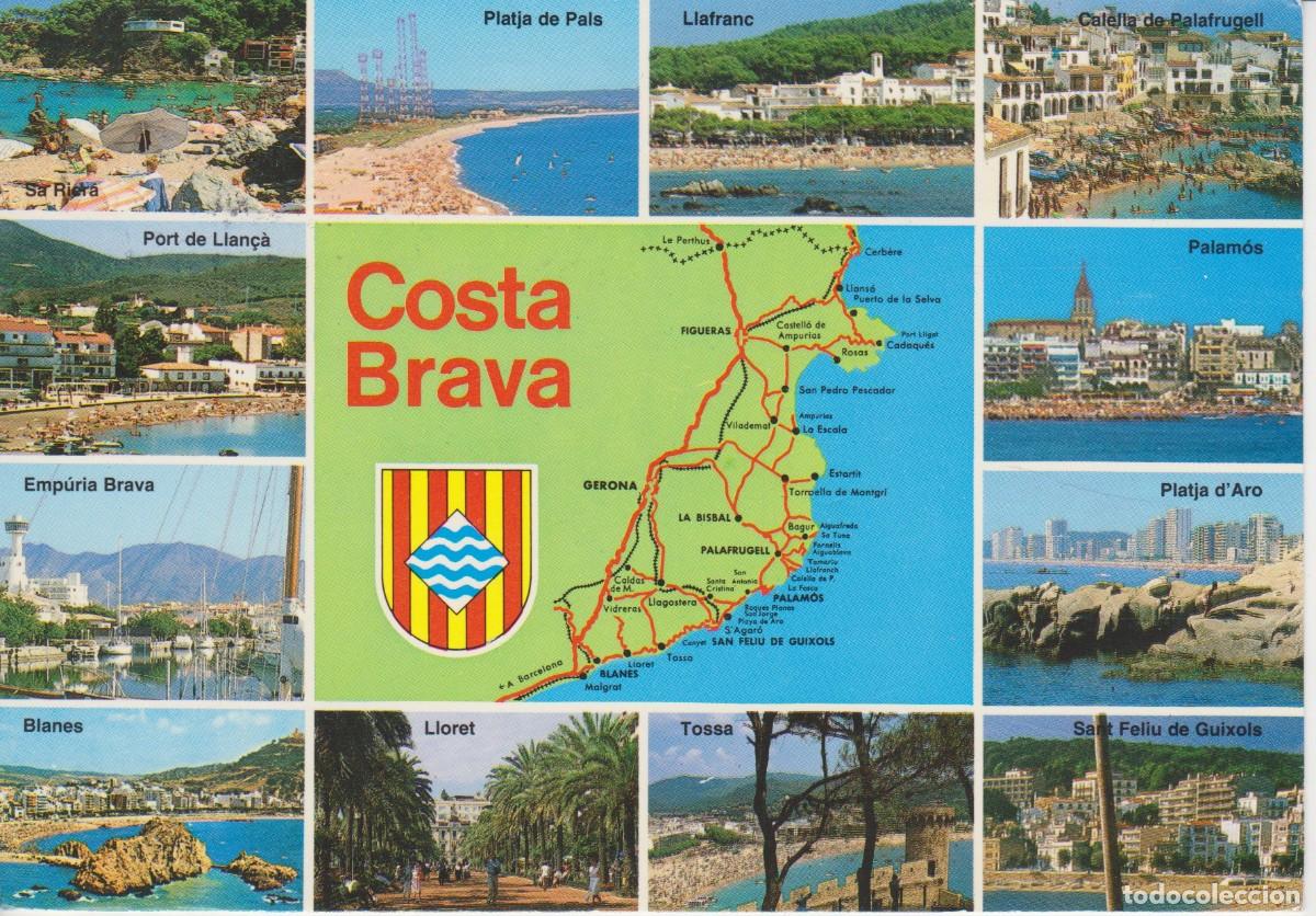 Postales: (4013) COSTA BRAVA. MAPA Y DIVERSAS VILLAS