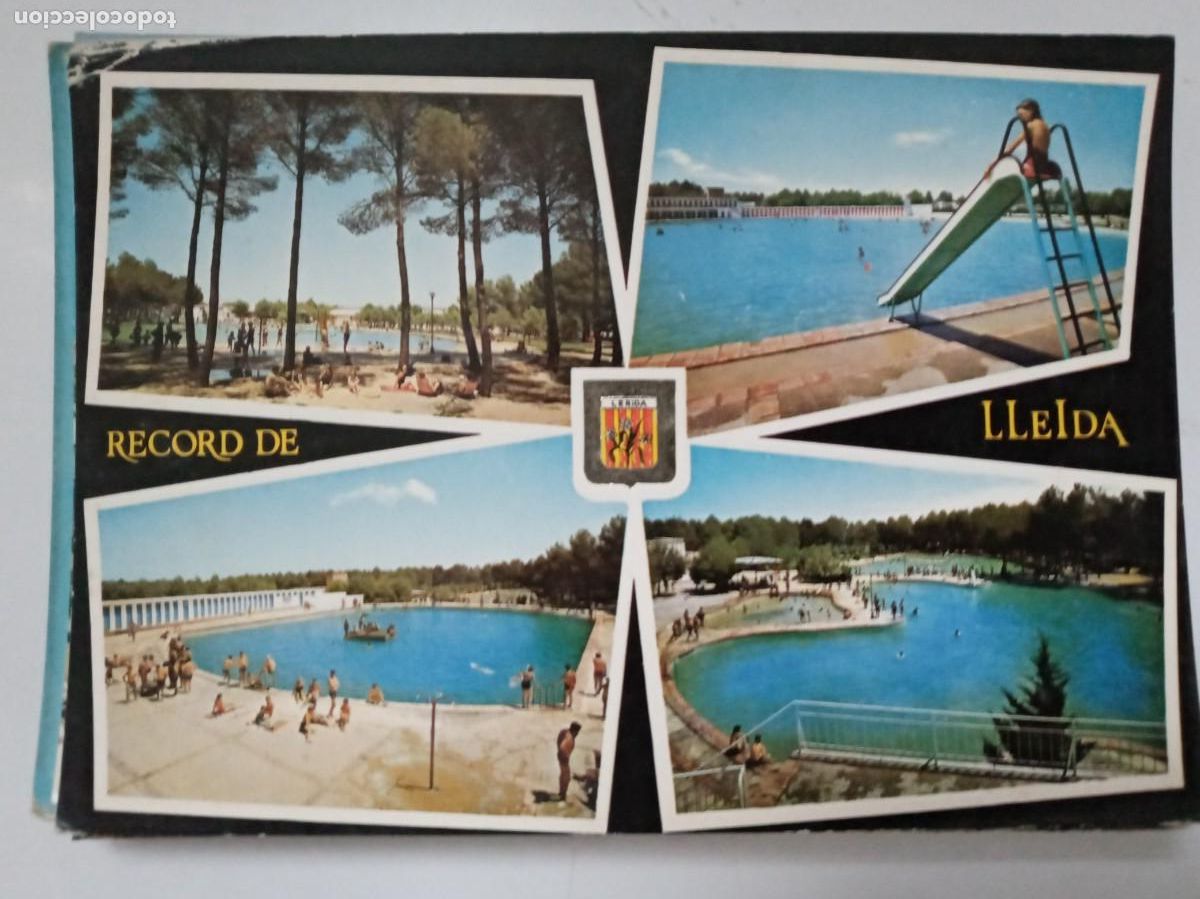Postales: POSTAL DE LERIDA: PARQUE MUNICIPAL &uml; ALCALDE PONS &uml;, PISCINAS. A&Ntilde;OS 60