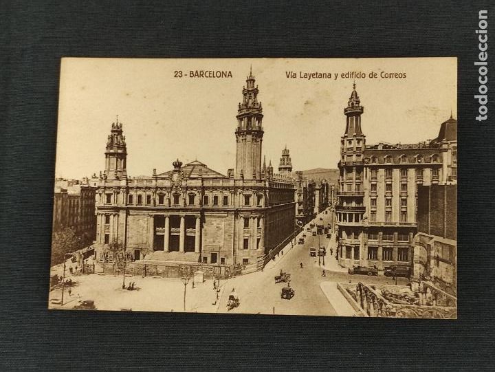 Postales: POSTAL - BARCELONA - VIA LAYETANA Y EDIFICIO DE CORREOS - - Foto 1