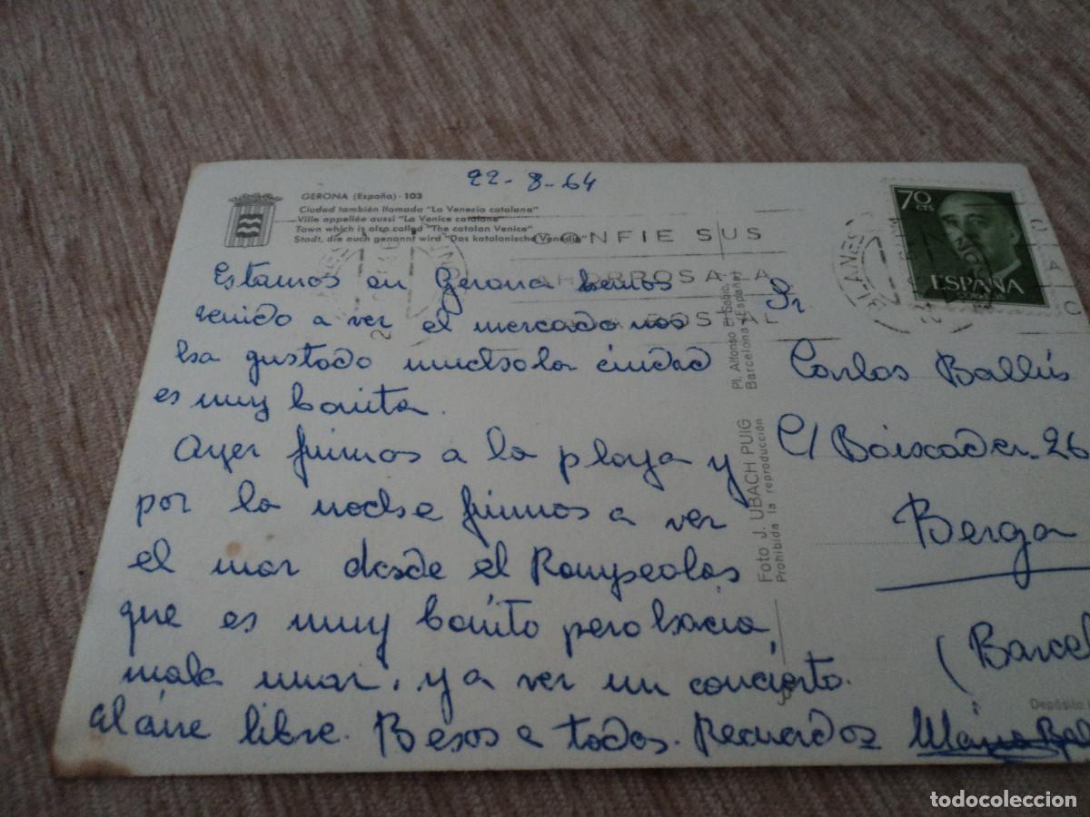 Postales: gerona 103, ed. ubach, circulada 1964 - Foto 2