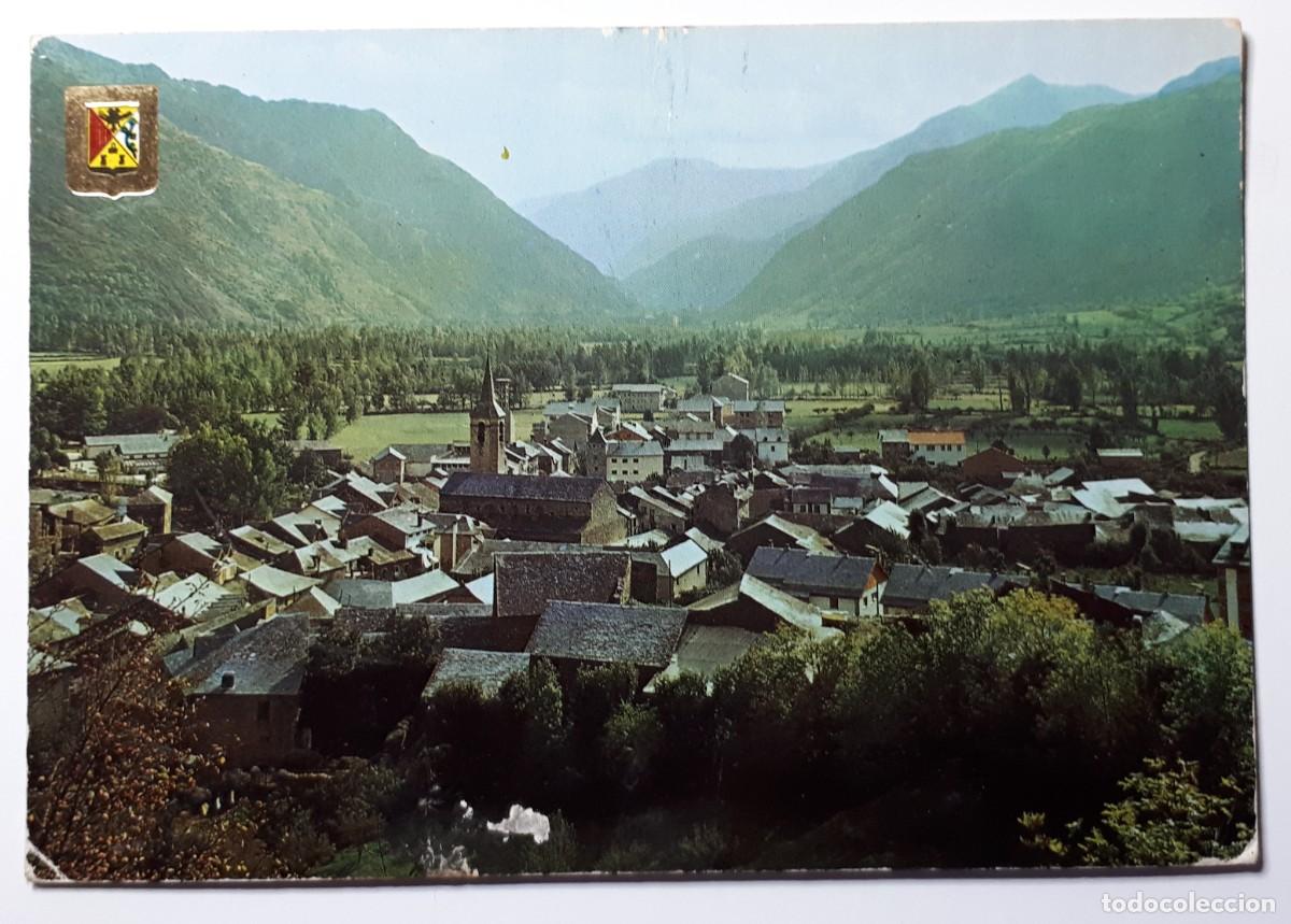 Postales: PIRINEU CATALA.- N&ordm; 244. EL PALLARS. ESTERRI D'ANEU. VISTA PARCIAL. ESCUDO DE ORO. CIRCULADA. 1977