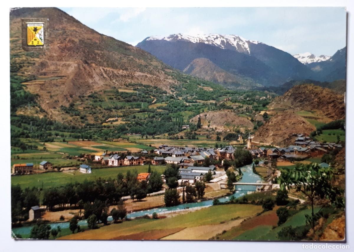 Postales: PIRINEU CATALA.- N&ordm; 973. EL PALLARS. PANOR&Agrave;MICA D'ESTERRI D'ANEU. ESCUDO DE ORO. CIRCULADA. 1966