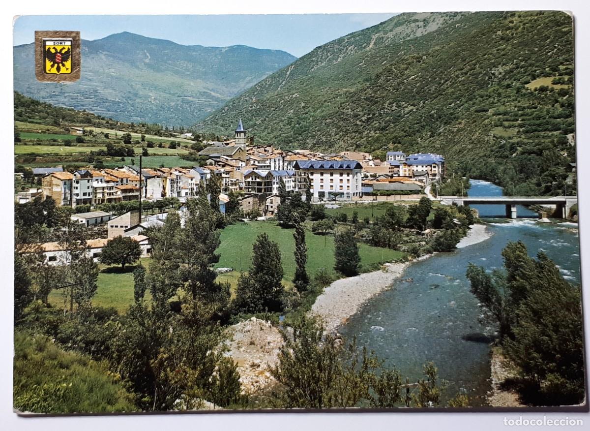 Postales: PIRINEU CATALA.- N&ordm; 5163. EL PALLARS. SORT. VISTA GENERAL. ESCUDO DE ORO. CIRCULADA