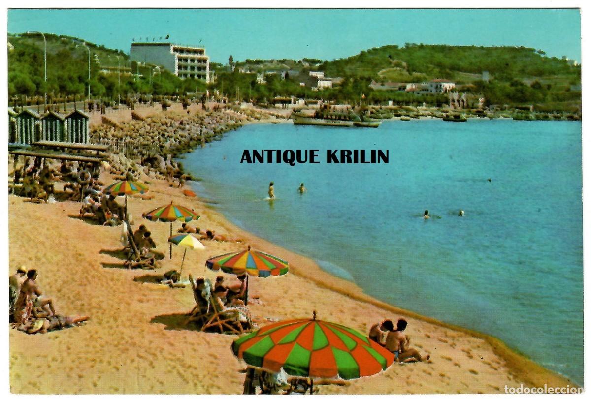 Postales: SAN FELIU DE GUIXOLS N&ordm; 755 LA PLAYA DE GARBI JUNTO AL PASEO / FOTO UBACH