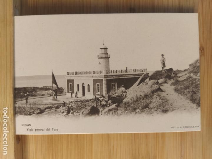 Postales: ROSAS-VISTA GENERAL DEL FARO-FOTO B. FONOLLERAS-REVERSO SIN DIVIDIR-POSTAL ANTIGUA-(104.590)